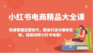 小红书电商精品大全课:快速掌握运营技巧,精准引流与爆单目标,轻松玩转小红书电商!-创新Ovo