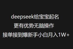 deepseek给宝宝起名更有优势无脑操作接单接到爆新手小白月入1W+-创新Ovo