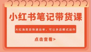 小红书笔记带货课,大红海类目快速出单,市场大,可以多店模式运作-创新Ovo