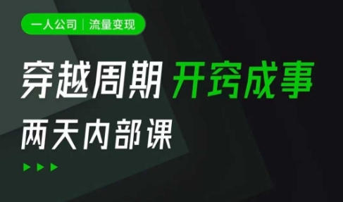 一人公司：流量变现课，一人公司的方法模型拆解， 拆解富人思维，流量思维，小老板思维等-创新Ovo