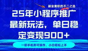 25年小程序推广最新玩法，稳定日入900+，副业兼职的不二之选-创新Ovo