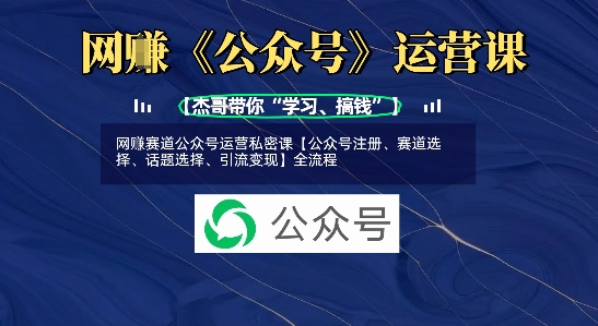 网创赛道公众号运营私密课【公众号注册、赛道选择、话题选择、引流变现】全流程-创新Ovo