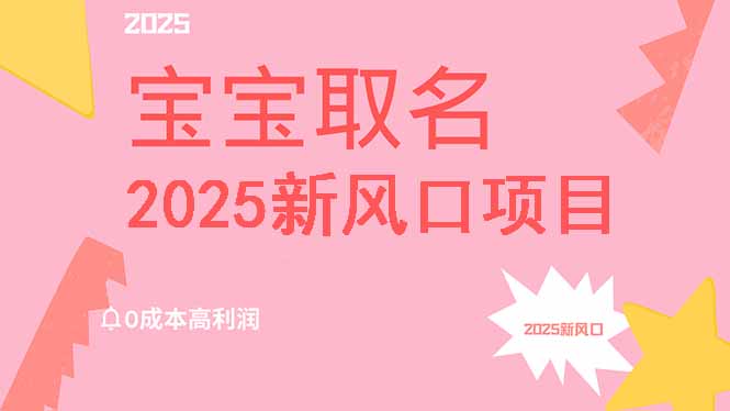 2025新风口项目宝宝取名，0成本高利润，附保姆级教程，月入过万不是梦-创新Ovo
