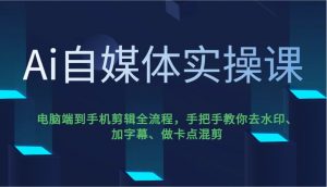 Ai自媒体实操课,电脑端到手机剪辑全流程,手把手教你去水印、加字幕、做卡点混剪-创新Ovo