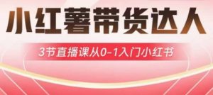 小红薯达人带货启航计划,3节直播课从0-1入门小红书-创新Ovo
