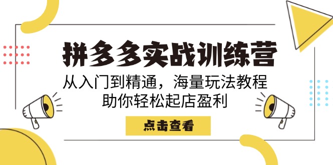 拼多多实战训练营，从入门到精通，海量玩法教程，助你轻松起店盈利-创新Ovo