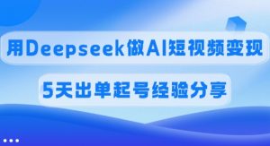 佣金45%,用Deepseek做AI短视频变现,5天出单起号经验分享-创新Ovo