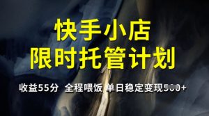快手小店限时托管计划,收益55分,全程喂饭,单日稳定变现5张【揭秘】-创新Ovo