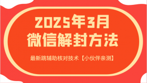 2025年3月微信解封方法 最新跳辅助核对技术【小伙伴亲测】-创新Ovo