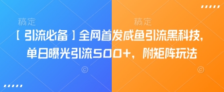 【引流必备】全网首发咸鱼引流黑科技，单日曝光引流500+，附矩阵玩法【揭秘】-创新Ovo
