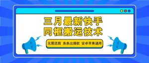 三月最新快手同框搬运技术,无需混剪 条条出爆款 安卓苹果通用-创新Ovo
