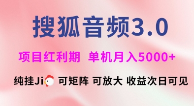 搜狐音频挂ji3.0.可矩阵可放大，独家技术，稳定月入5000+【揭秘】-创新Ovo