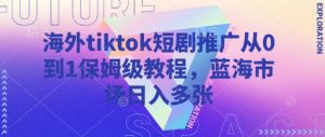 海外tiktok短剧推广从0到1保姆级教程，蓝海市场日入多张-创新Ovo