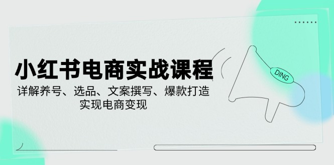 小红书电商实战课程，详解养号、选品、文案撰写、爆款打造，实现电商变现-创新Ovo