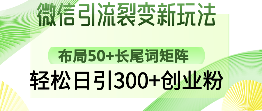 微信引流裂变新玩法：布局50+长尾词矩阵，轻松日引300+创业粉-创新Ovo