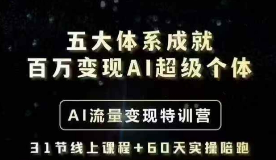 五大体系成就百万变现AI超级个体- AI流量变现特训营，一步一步教你一个人怎么年入百W-创新Ovo