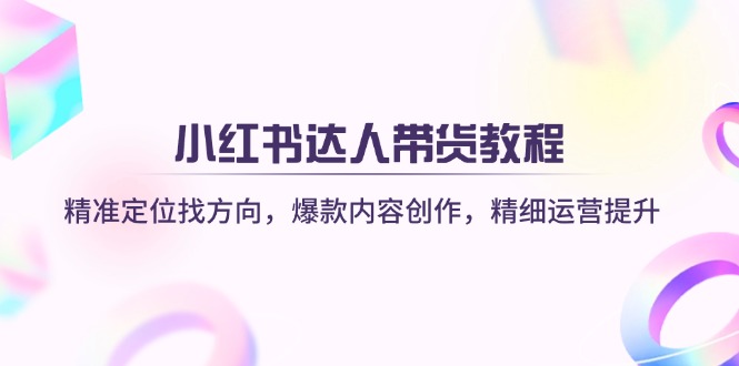 小红书达人带货教程：精准定位找方向，爆款内容创作，精细运营提升-创新Ovo