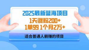 2025蓝海项目 1天涨粉200+ 1单99 1个月2万+-创新Ovo