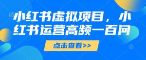 小红书虚拟项目,小红书运营高频一百问【文档】-创新Ovo