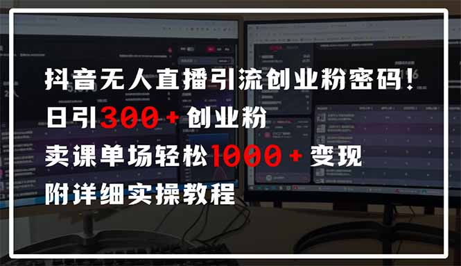 抖音无人直播引流密码！日引300+创业粉 单场轻松1000+变现 附详细实操教程-创新Ovo