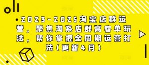 2023-2025淘宝店群运营,聚焦淘系店群高客单玩法,帮你掌握全周期运营打法(更新4月)-创新Ovo