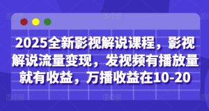 2025全新影视解说课程,影视解说流量变现,发视频有播放量就有收益,万播收益在10-20-创新Ovo