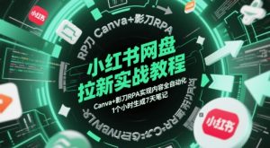 小红书网盘拉新实战教程，Canva+影刀RPA实现内容全自动化，1个小时生成7天笔记-创新Ovo