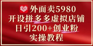外面卖5980开设拼多多虚拟店铺:单日引流200+创业付费粉实战教程-创新Ovo