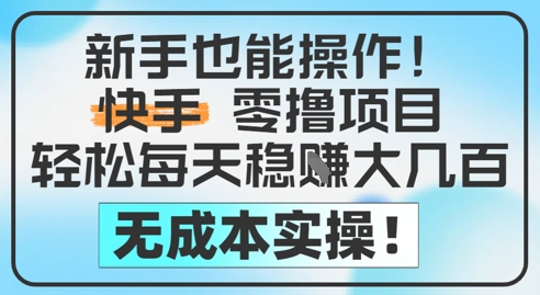 新手也能操作，快手零撸挣米，轻松每天挣2-5张，完全无成本-创新Ovo