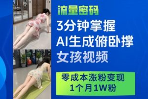3分钟掌握AI生成俯卧撑女孩视频，零成本涨粉变现，1个月1W粉-创新Ovo