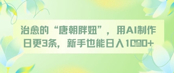 治愈的“唐朝胖妞”，用AI制作日更3条，新手也能日入多张-创新Ovo