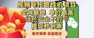 视频号托管挂G项目全网最稳,单价最高,绿色安全不封号提现秒到账,操作简单,收益稳定【揭秘】-创新Ovo