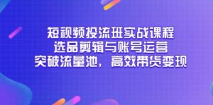 短视频投流班实战课程,选品剪辑与账号运营,突破流量池,高效带货变现-创新Ovo