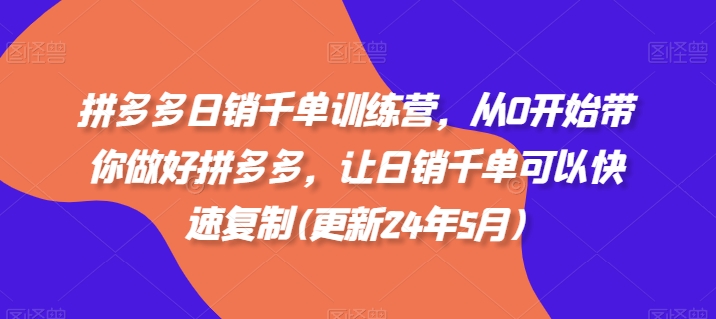 拼多多日销千单训练营，从0开始带你做好拼多多，让日销千单可以快速复制(更新25年5月)-创新Ovo