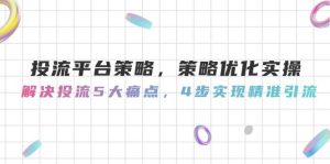 投流平台策略,策略优化实操,解决投流5大痛点,4步实现精准引流-创新Ovo