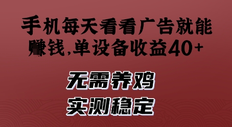 手机每天看看广告就能挣钱，单设备收益40+，无需养鸡，实测稳定【揭秘】-创新Ovo