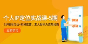 个人IP定位实战课-5期,3步精准定位+私域运营,素人影响力变现指南-创新Ovo