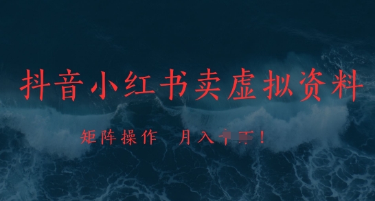 抖音小红书卖虚拟资料，市场需求一直存在，矩阵操作，月入1w+-创新Ovo