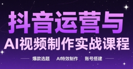 抖音运营与AI视频制作实战课程，爆款选题-AI特效制作-账号搭建-创新Ovo