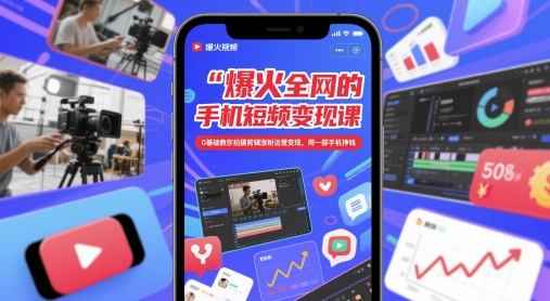 爆火全网的手机短视频变现课，0基础教你拍摄剪辑涨粉运营变现，用一部手机挣钱-创新Ovo