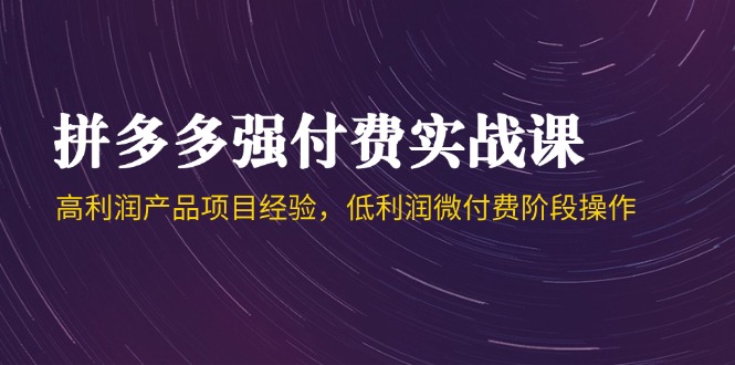 拼多多强付费实战课-44期，高利润产品项目经验，低利润微付费阶段操作-创新Ovo