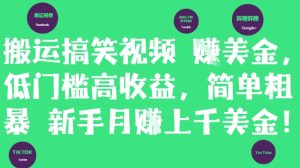 搬运搞笑视频挣美金，低门槛高收益，简单粗暴新手月入上千美刀-创新Ovo