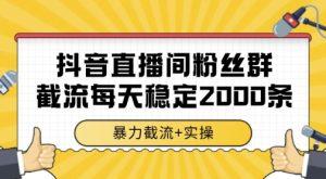 抖音直播间粉丝群暴力截流，一台电脑每天稳定2000条数据，暴力截流+实操 【揭秘】-创新Ovo