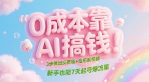 0成本靠AI搞钱!3步做出反差萌+治愈系视频,新手也能7天起号爆流量-创新Ovo