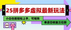 25最新拼多多虚拟电商,单店日入3位数,小白也能快速上手,教程.-创新Ovo