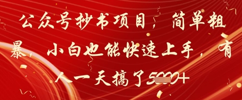 公众号抄书项目，简单粗暴，小白也能快速上手，有人一天搞了1k+-创新Ovo