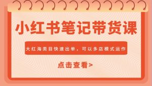 小红书笔记带货课,大红海类目快速出单,市场大,可以多店模式运作(更新)-创新Ovo
