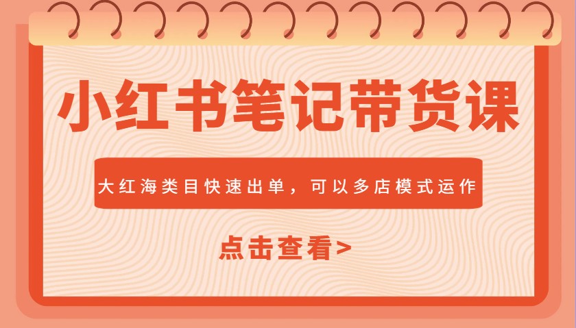 小红书笔记带货课，大红海类目快速出单，市场大，可以多店模式运作(更新)-创新Ovo