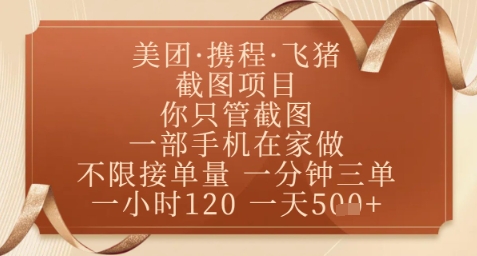 飞猪美团截图项目，你只管截图，一部手机在家做，正规平台无套路，一天5张+【揭秘】-创新Ovo
