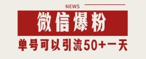 微信爆粉,私域暴力引流打法日引千粉 单号日进50+【揭秘】-创新Ovo